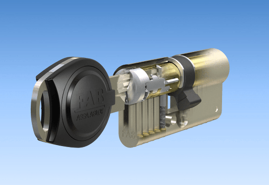 3D model cylindrické vložky a klíče FAB